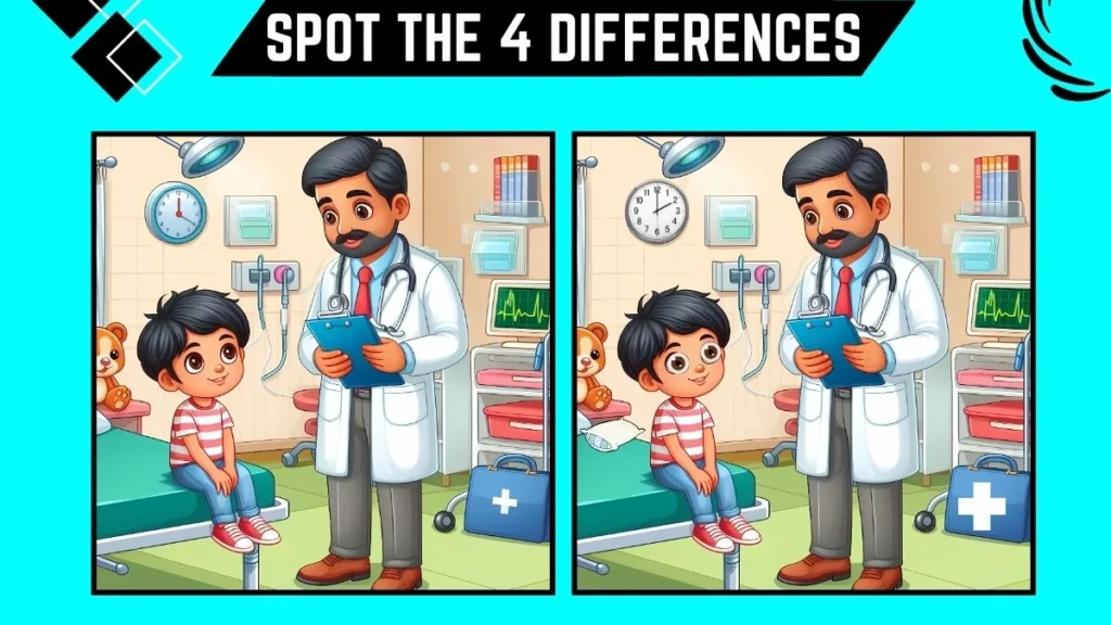 Spot the Difference: Four hidden differences in the picture of doctor and patient